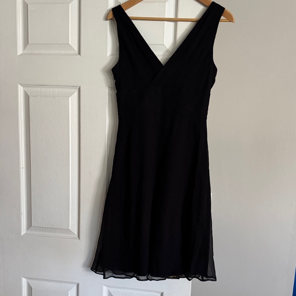 J. Crew Black V-Neck Midi Dress